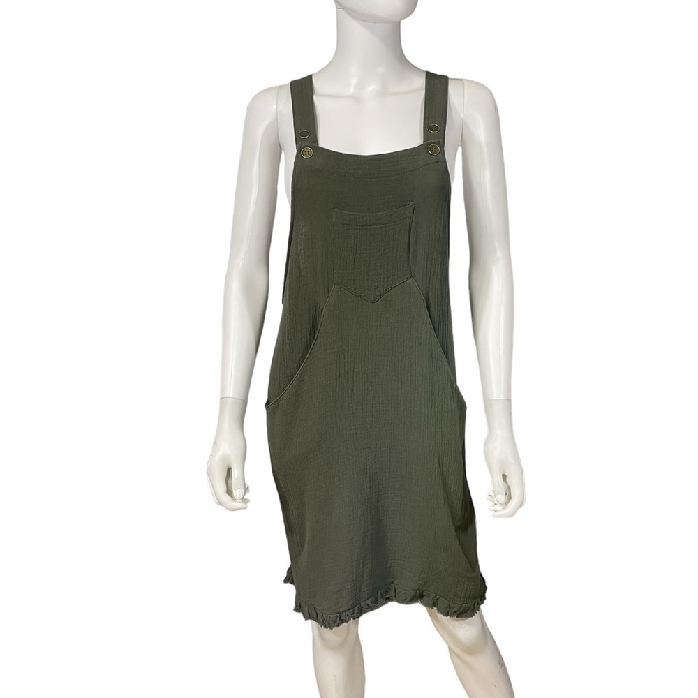 UMGEE 100% Cotton Relaxed Fit Adjustable Straps Overalls Dress W/Pockets